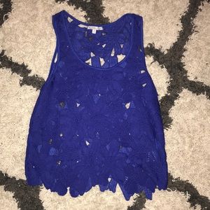 Charlotte Russe royal blue flowered tank top